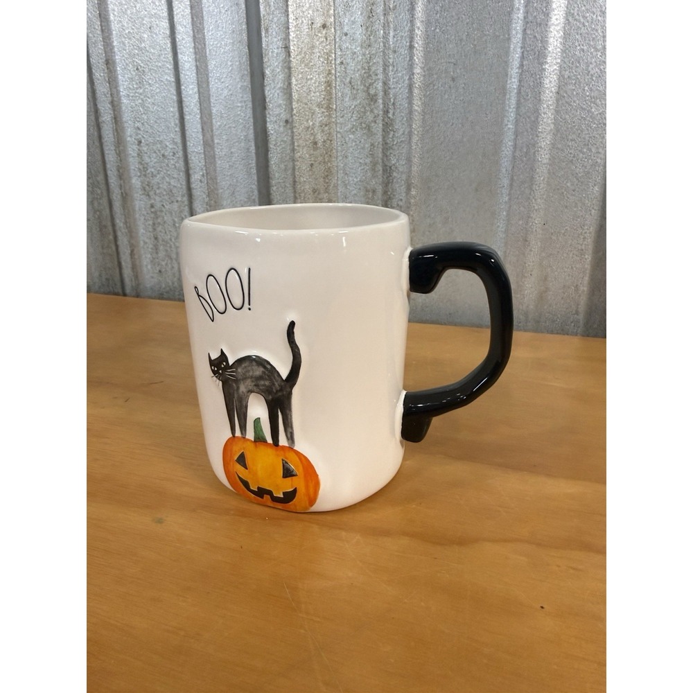 Rae Dunn Coffee Mug Black Cat "Boo!" on Pumpkin Halloween Fall Cup 16 fl oz - Picture 2 of 6
